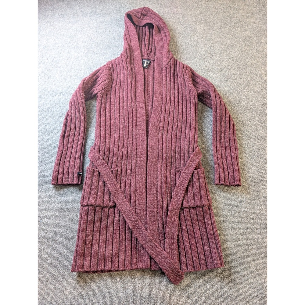 Vintage Abercrombie & Fitch 100% Lambswool Hooded Belted Cardigan Sweater Small